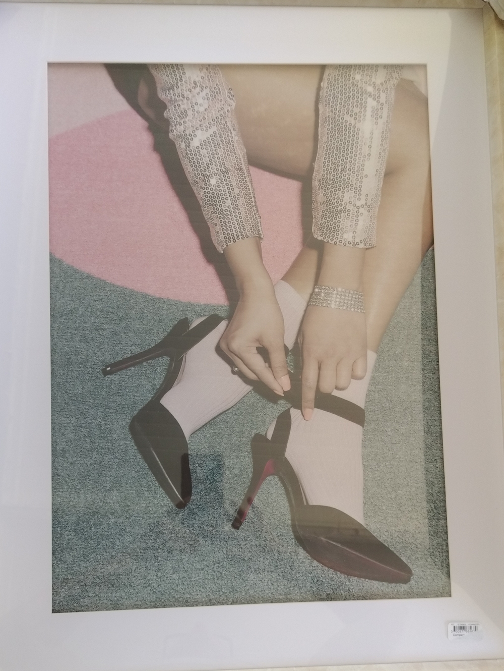 Framed print is titled "Getting Ready Pink"
